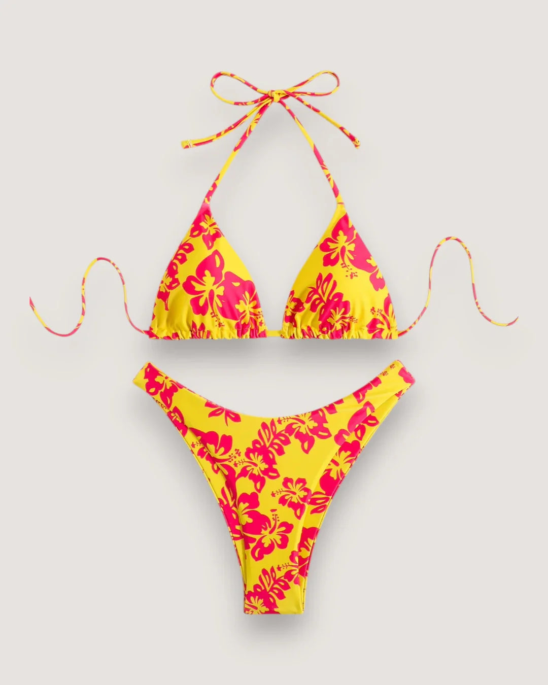 Floral Lace-Up Bikini Set