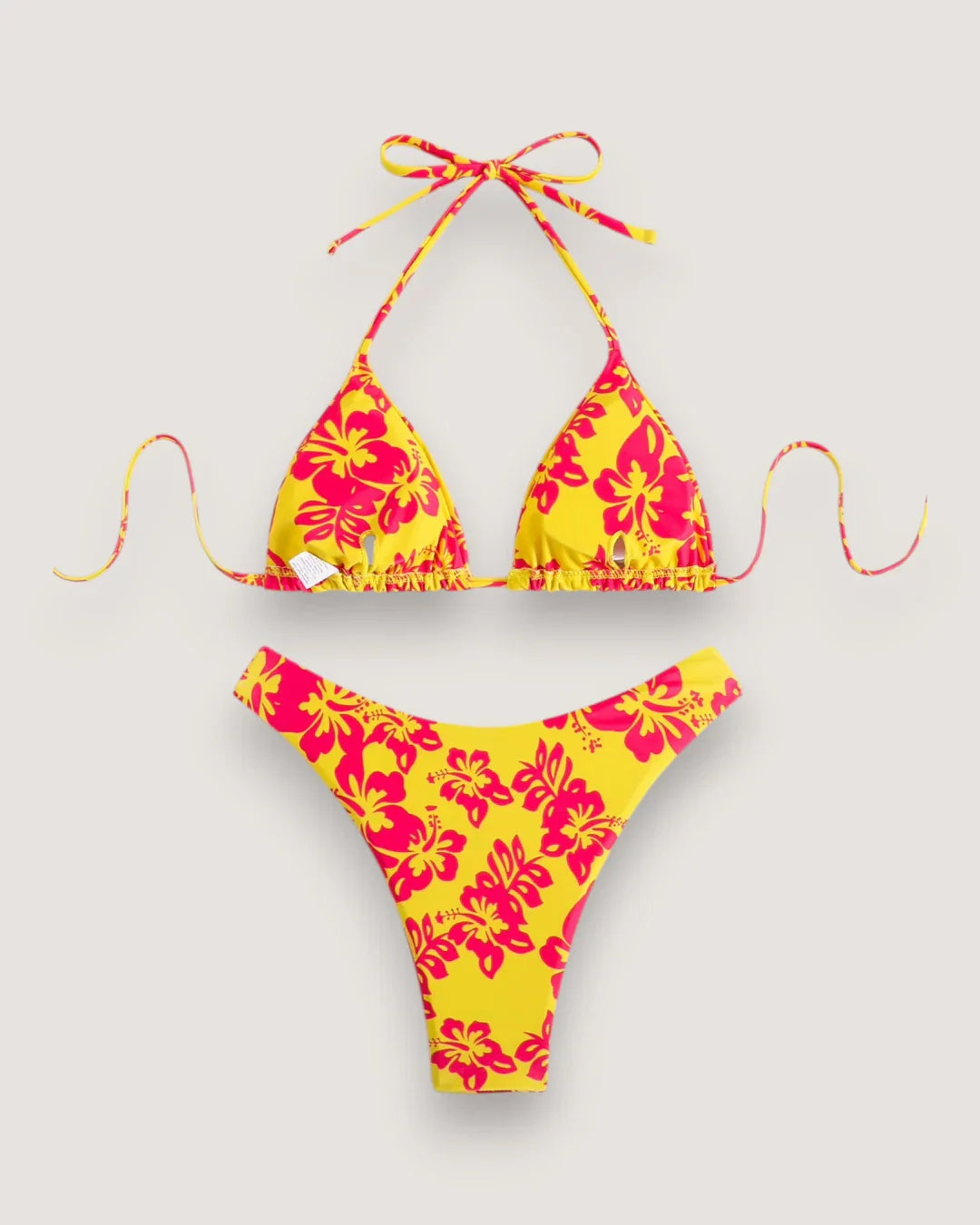 Floral Lace-Up Bikini Set