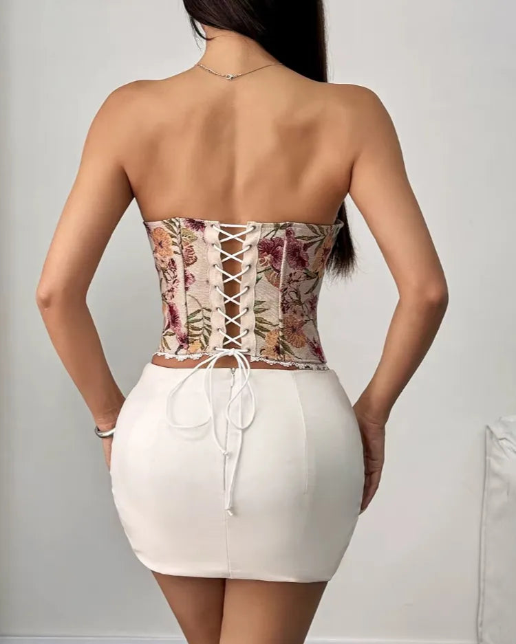 Floral Off-Shoulder Bustier