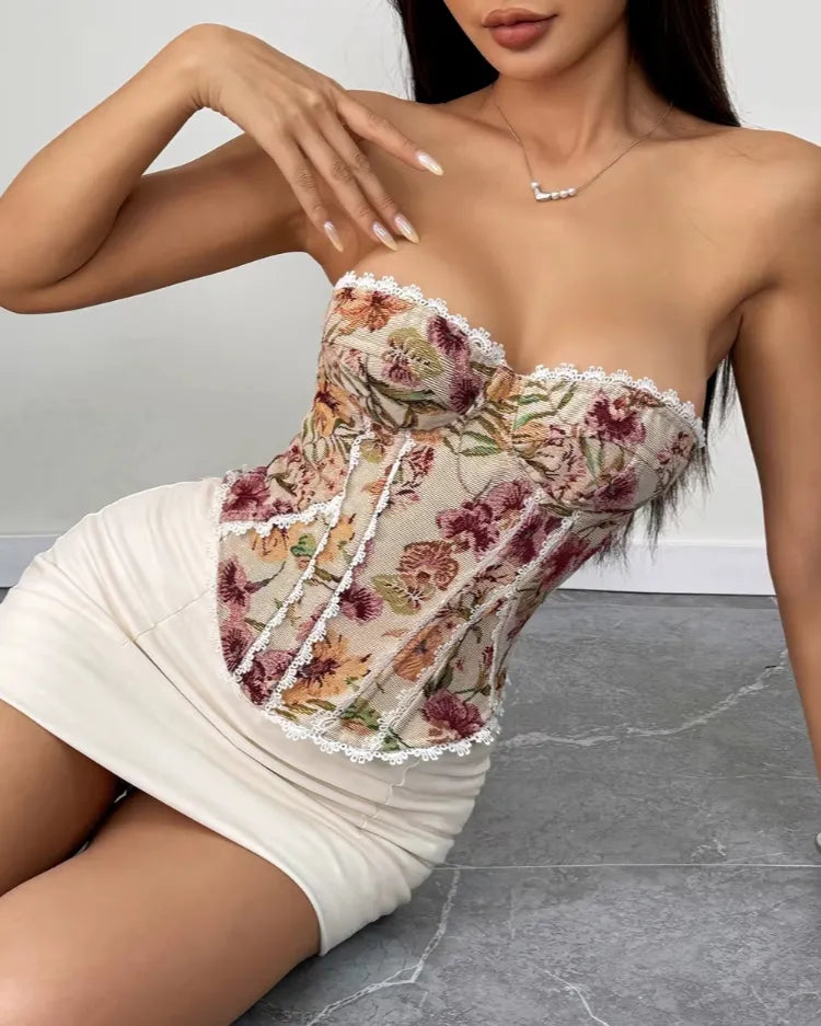 Floral Off-Shoulder Bustier