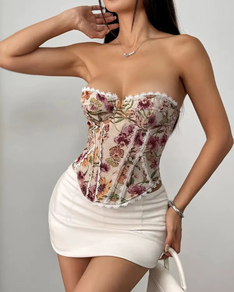 Floral Off-Shoulder Bustier