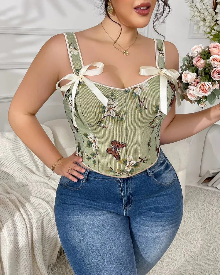 Floral Print Corset Top