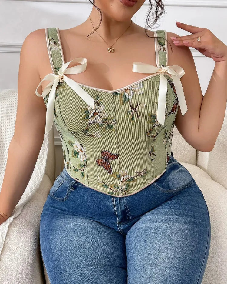 Floral Print Corset Top