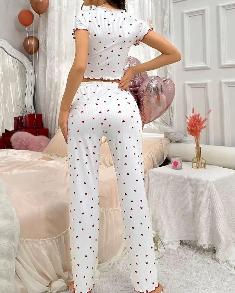 Heart Print Pyjama Set