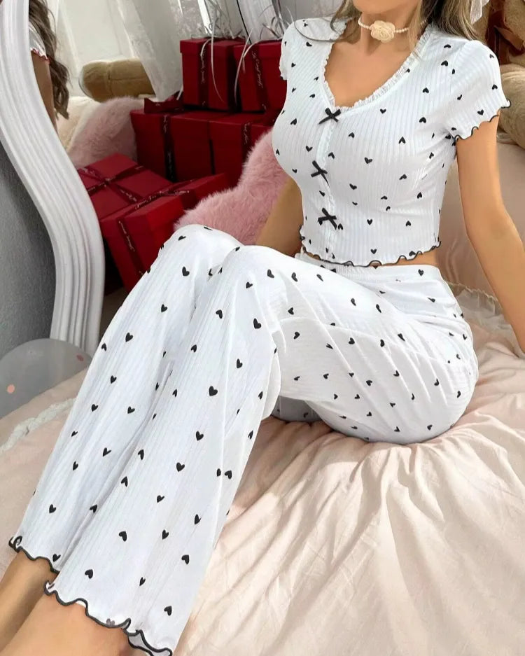 Heart Print Pyjama Set