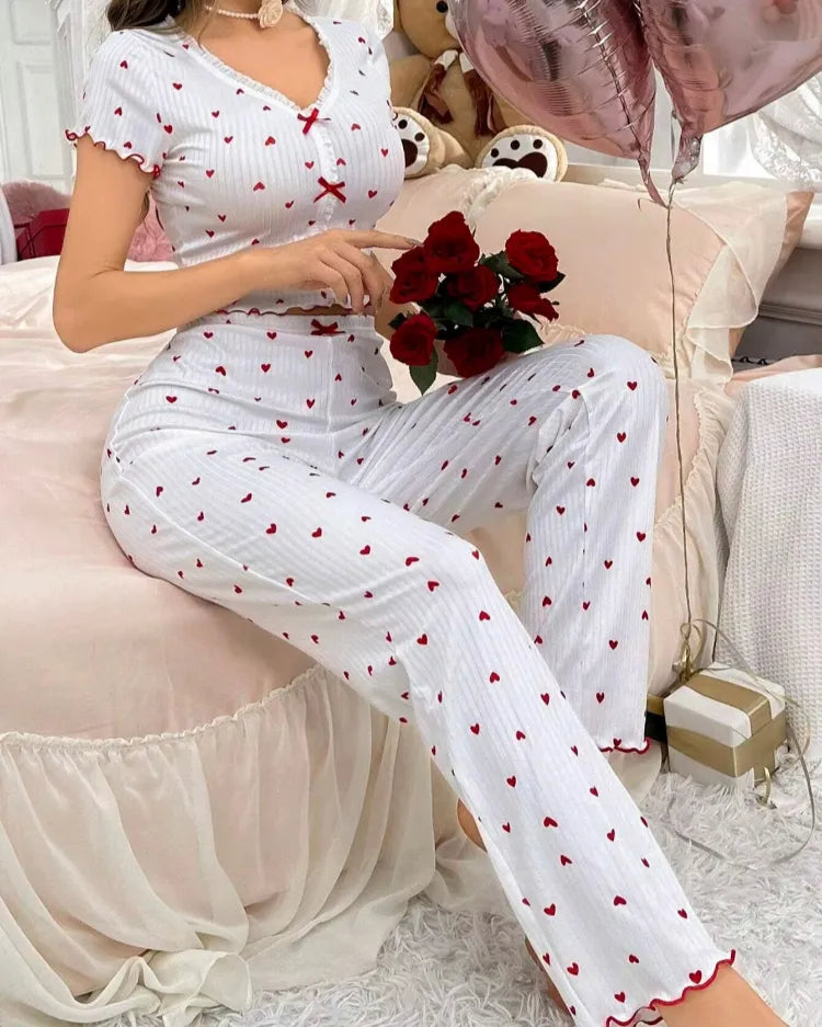 Heart Print Pyjama Set