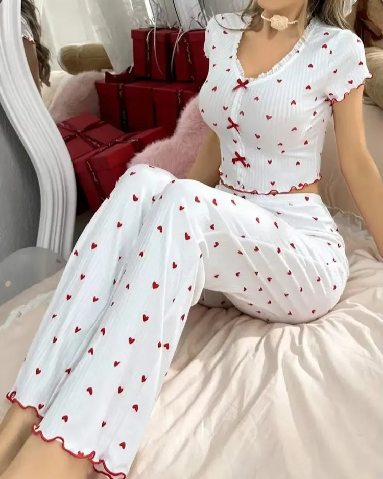 Heart Print Pyjama Set