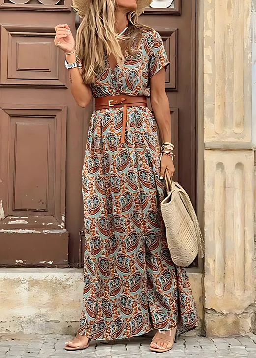 Briony - Belted Paisley Maxi Dress