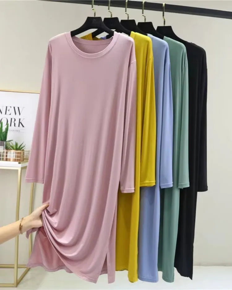 Modal Cotton Long-Sleeve Nightdress