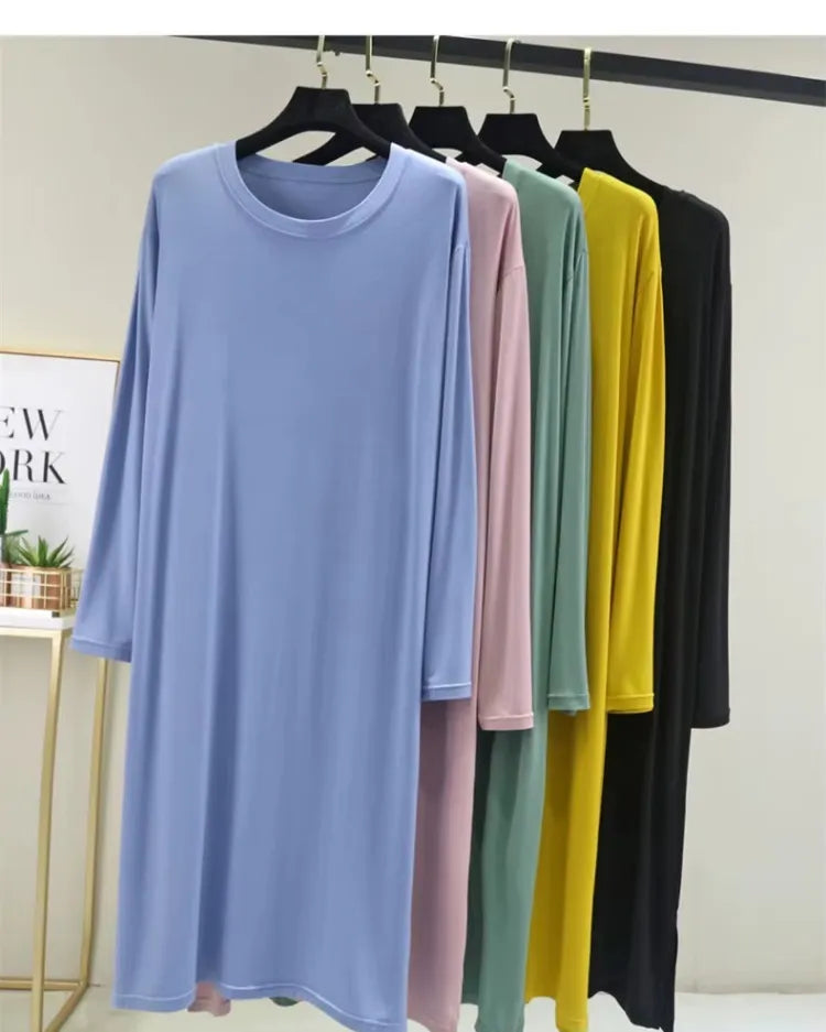 Modal Cotton Long-Sleeve Nightdress