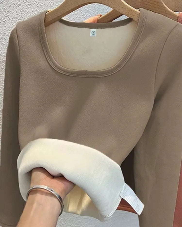 Plush Fleece Square Neck Top
