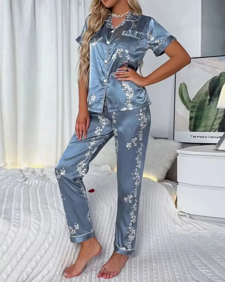Printed Long-Sleeve Pyjama Set - Voldara