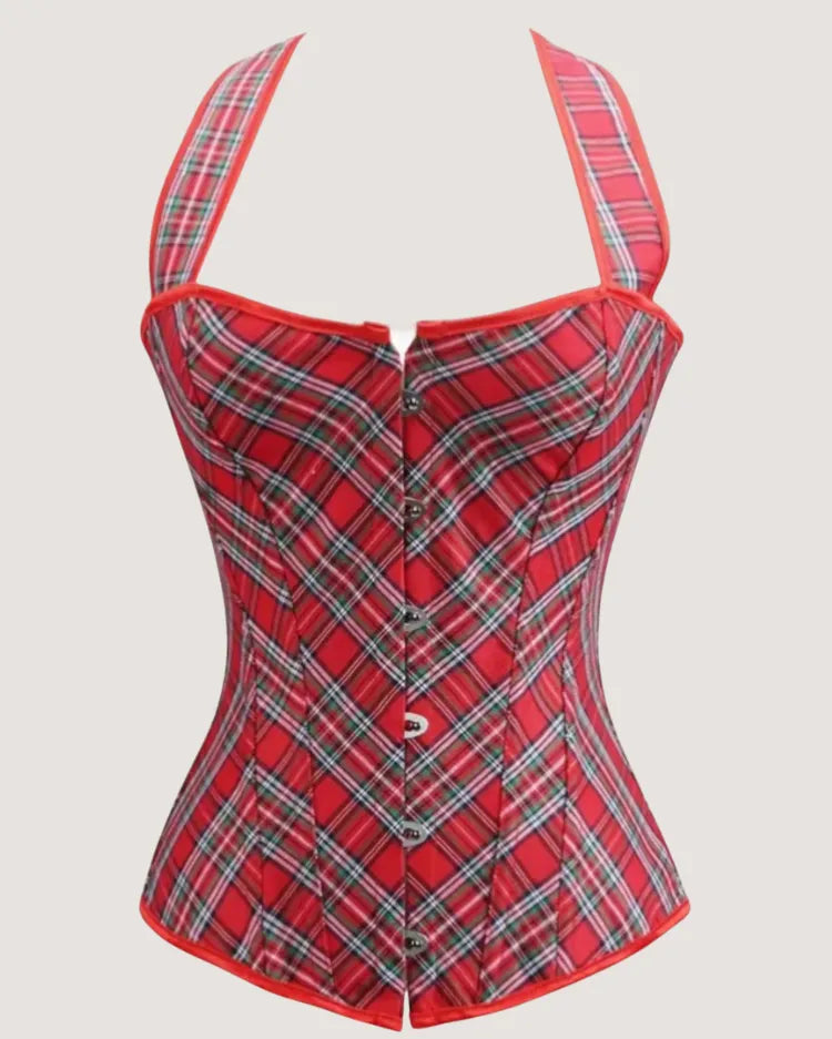 Red Plaid Corset Top