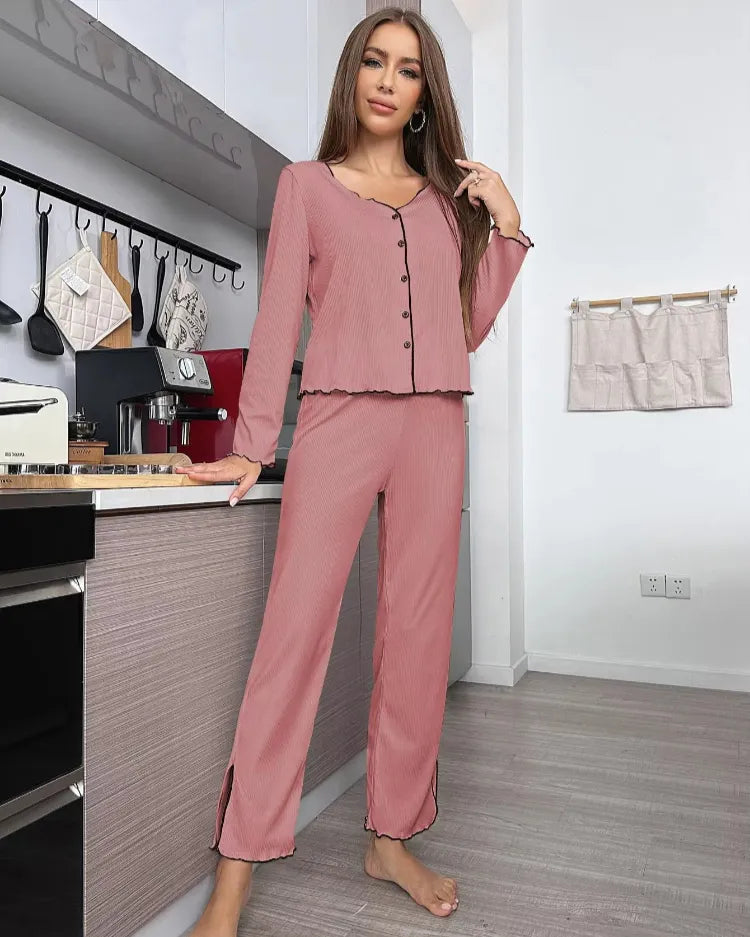 Ribbed Cardigan Pyjama Set