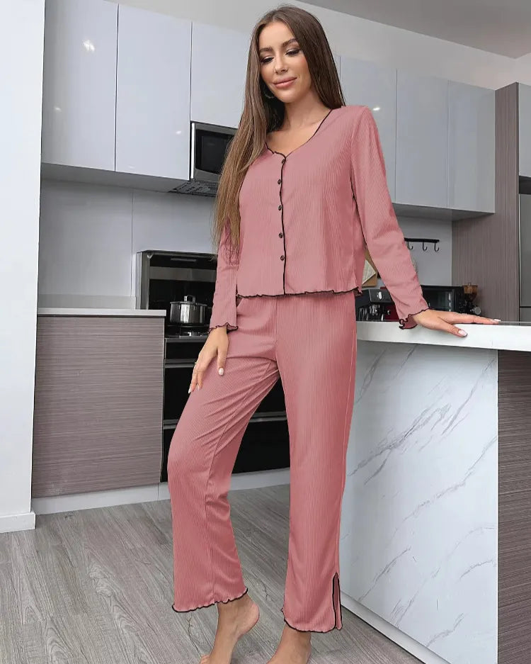 Ribbed Cardigan Pyjama Set