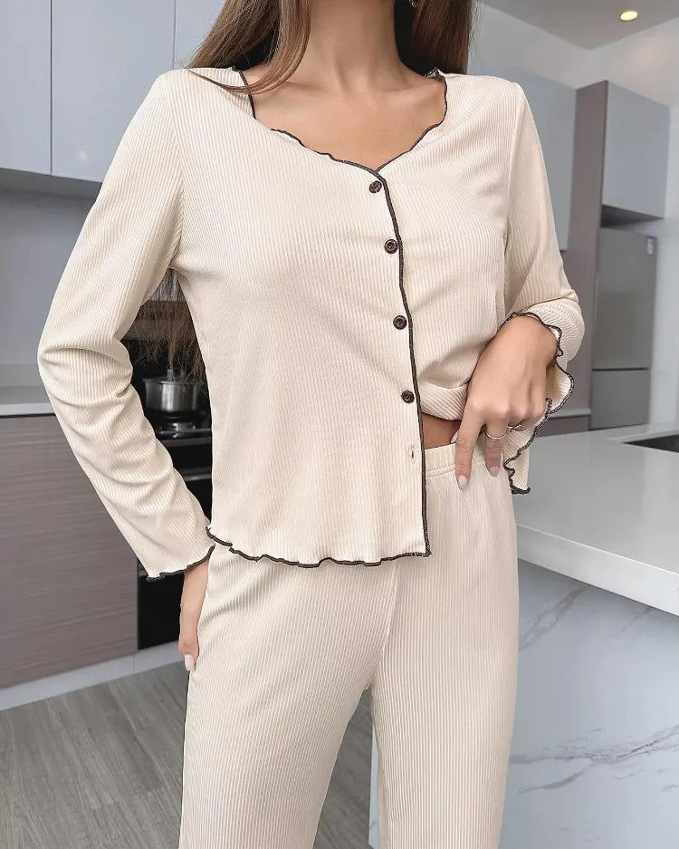 Ribbed Cardigan Pyjama Set