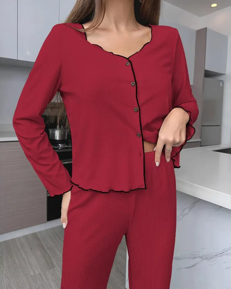 Ribbed Cardigan Pyjama Set