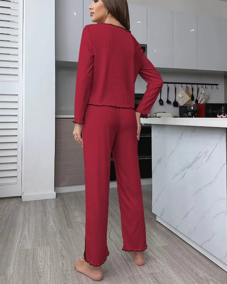 Ribbed Cardigan Pyjama Set