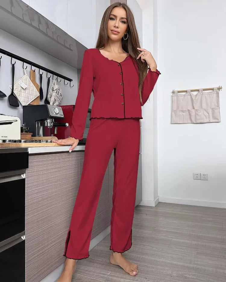 Ribbed Cardigan Pyjama Set