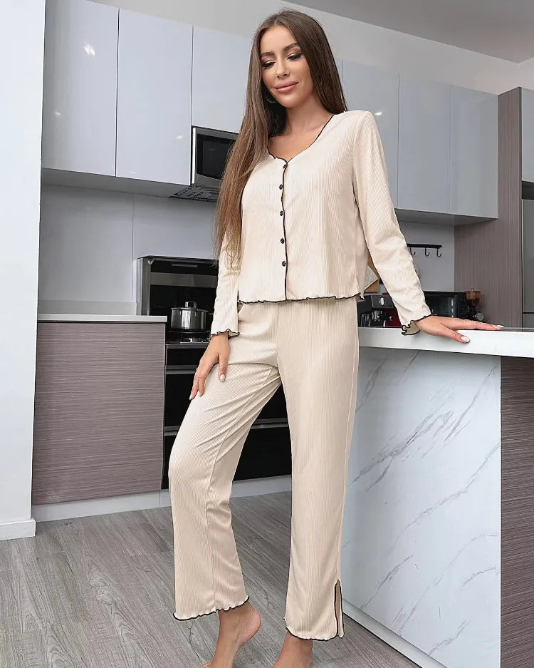 Ribbed Cardigan Pyjama Set