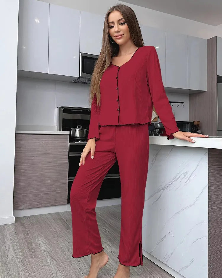 Ribbed Cardigan Pyjama Set