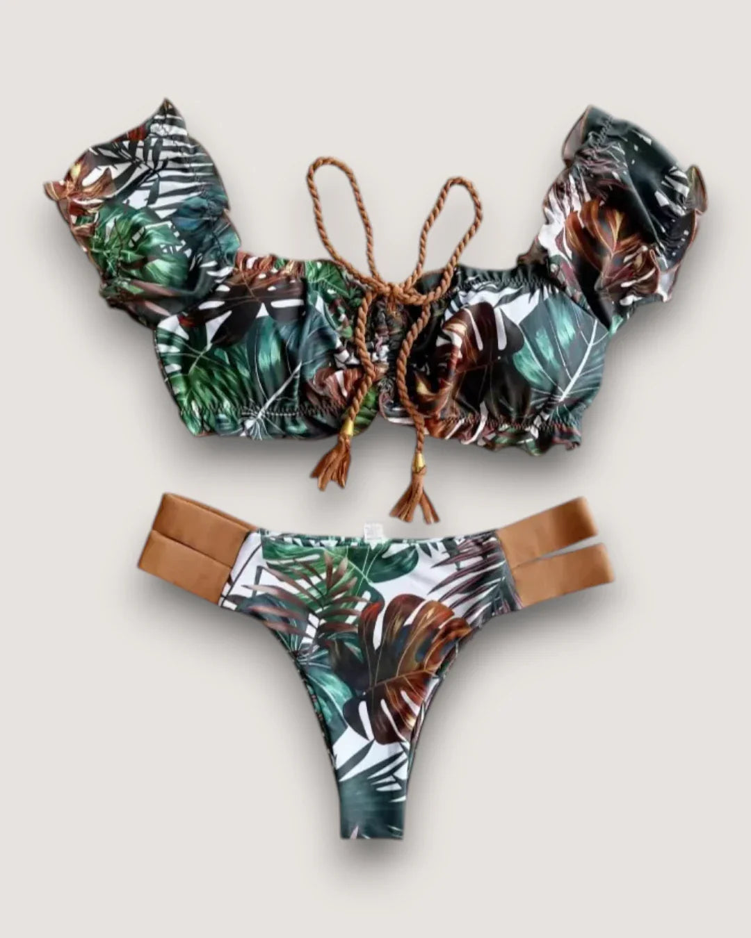 Ribbed Ruffle Bikini Set