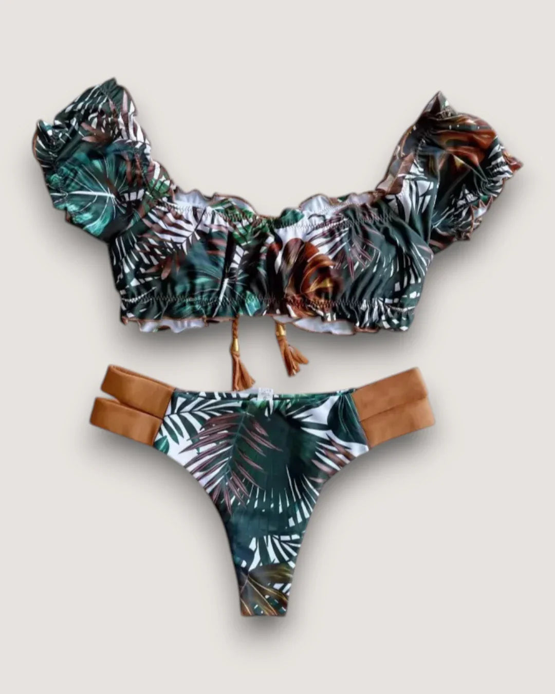 Ribbed Ruffle Bikini Set