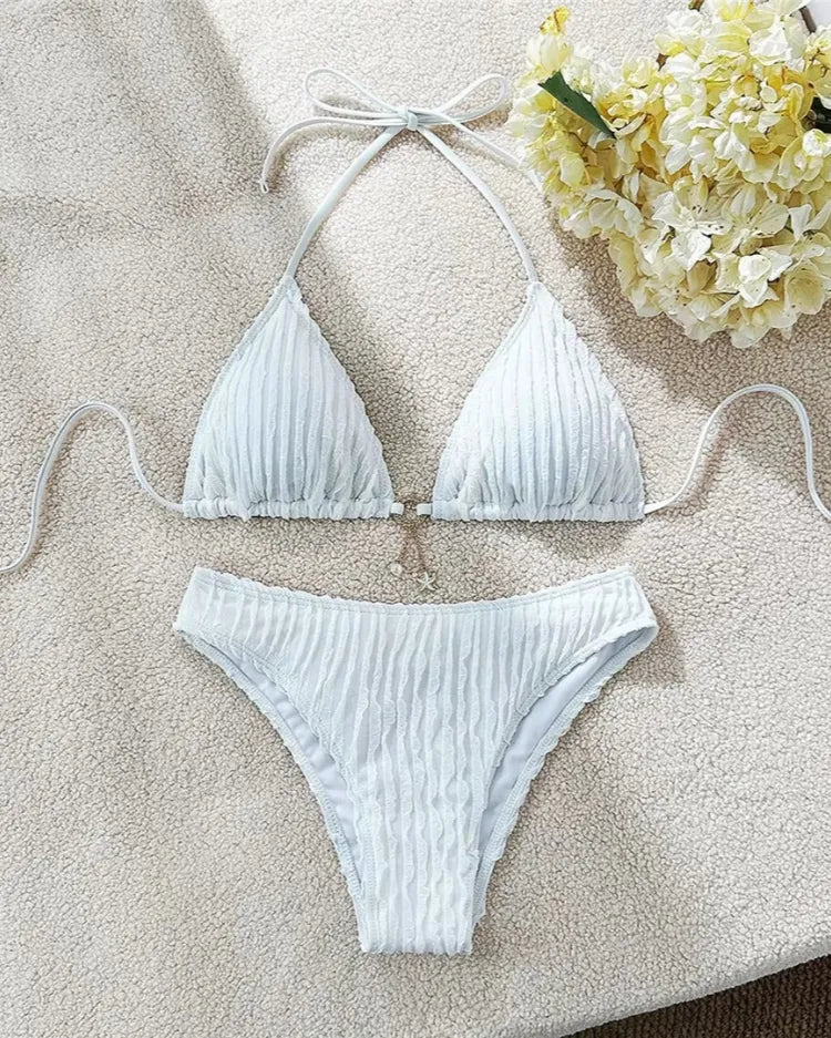 Ruched Halter Bikini Set
