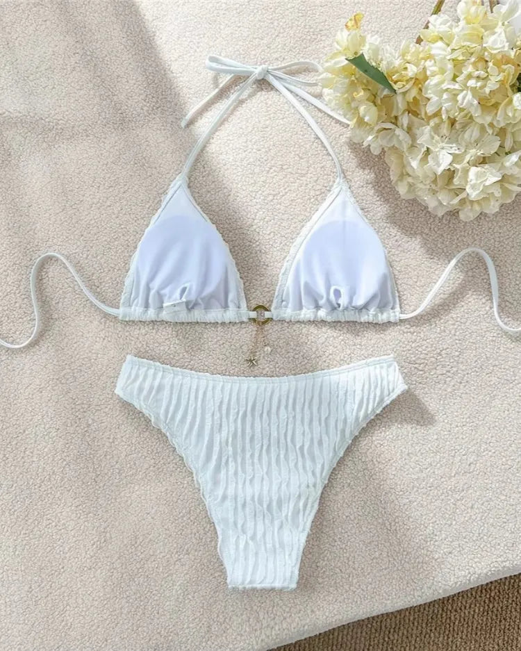 Ruched Halter Bikini Set