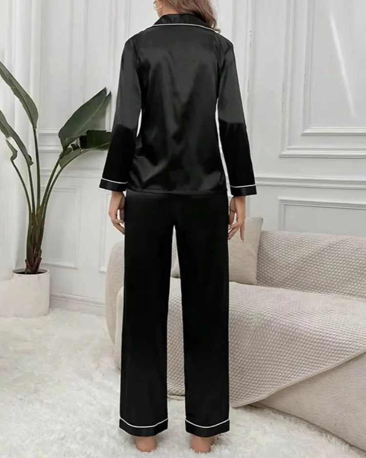 Satin Long Sleeve Pyjama Set