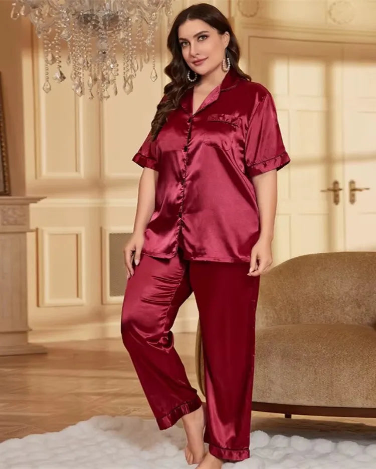 Satin Lounge Pyjama Set - Voldara