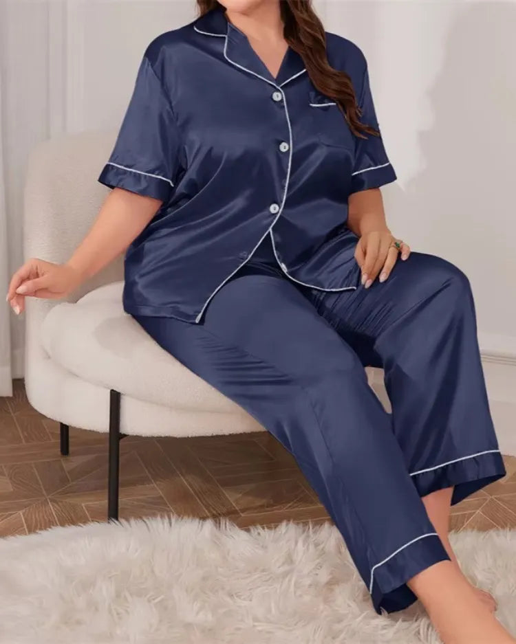 Satin Lounge Pyjama Set - Voldara
