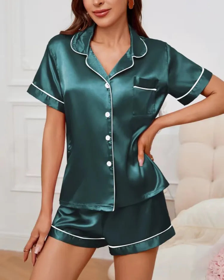 Satin Pyjama Shorts Set