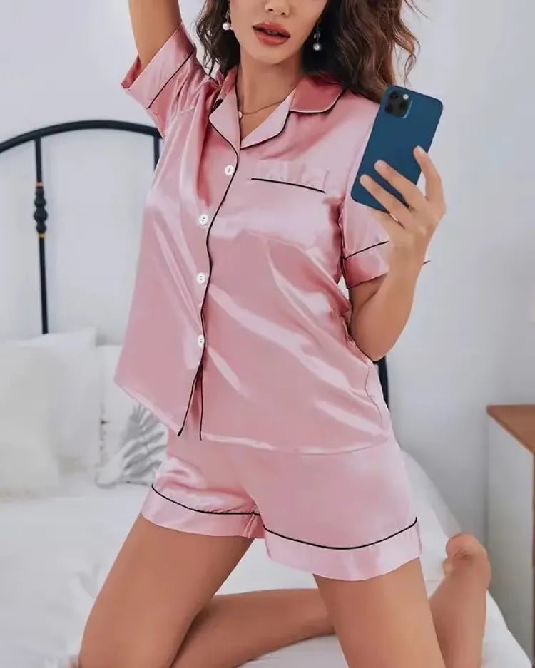 Satin Pyjama Shorts Set