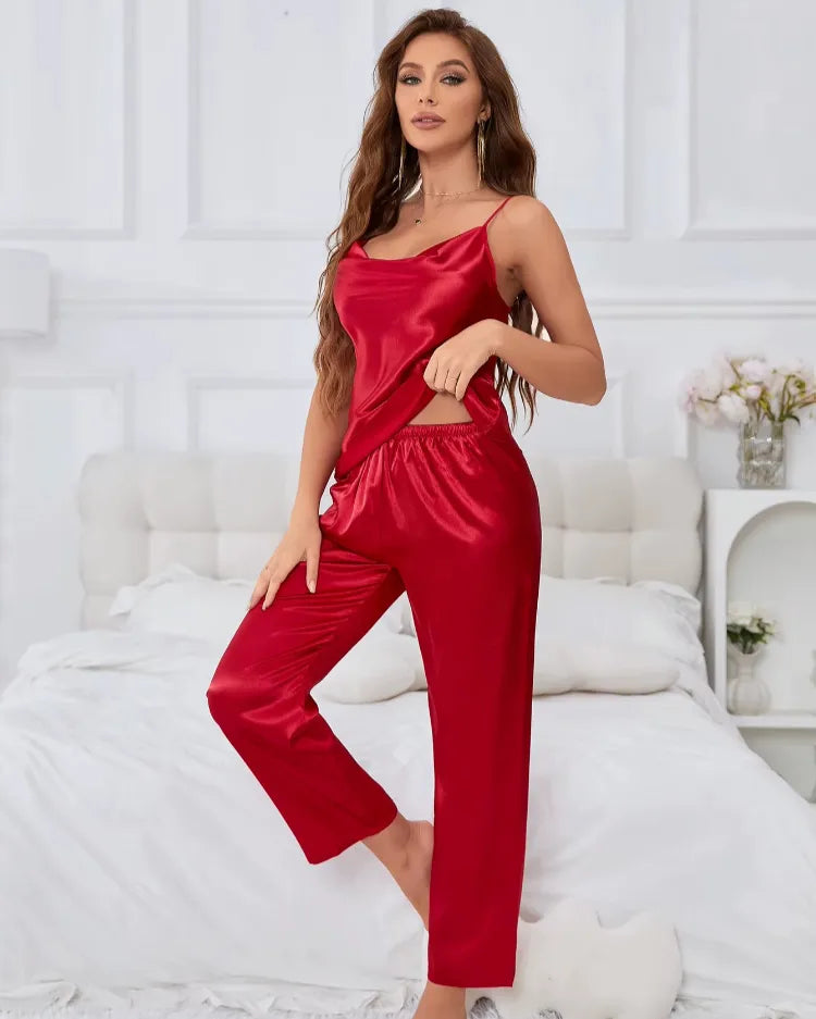 Sleeveless Satin Pyjama Set