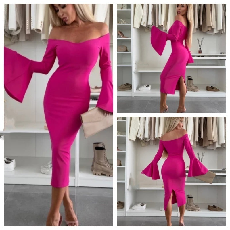 Rosalie - Flared-Sleeve Evening Dress