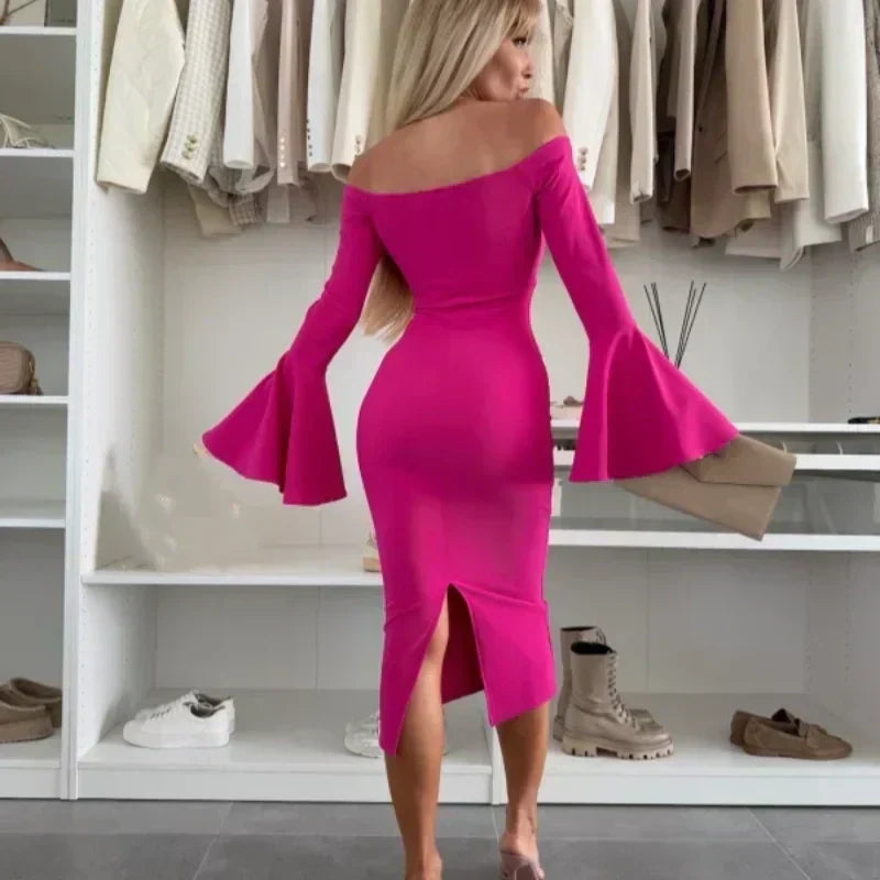 Rosalie - Flared-Sleeve Evening Dress