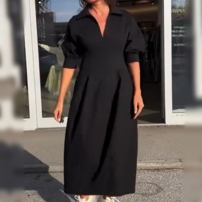 Faustine - Structured V-Neck Midi Dress