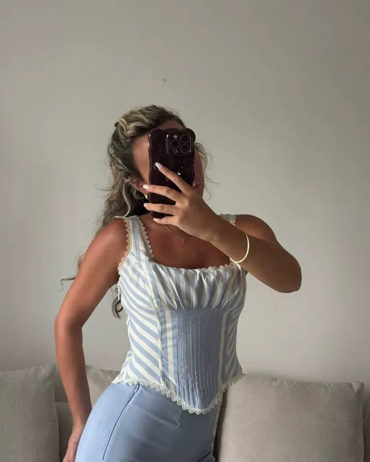 Striped Corset Crop Top