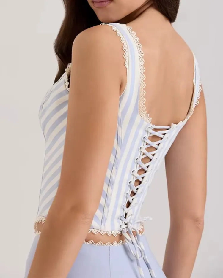 Striped Corset Crop Top