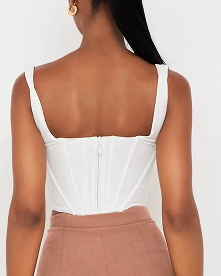 Structured Square-Neck Corset Top