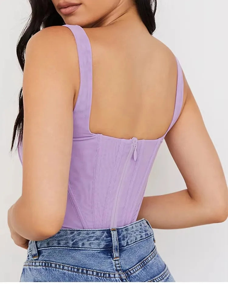 Structured Square-Neck Corset Top