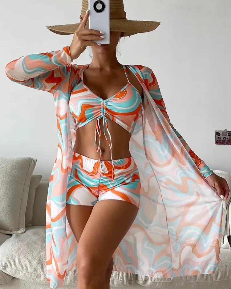 Three-Piece High-Waist Bikini Set