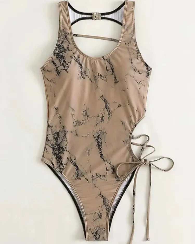Zip-Front Mesh Swimsuit